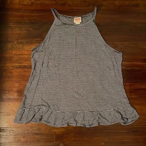 Navy and White Strip Tank